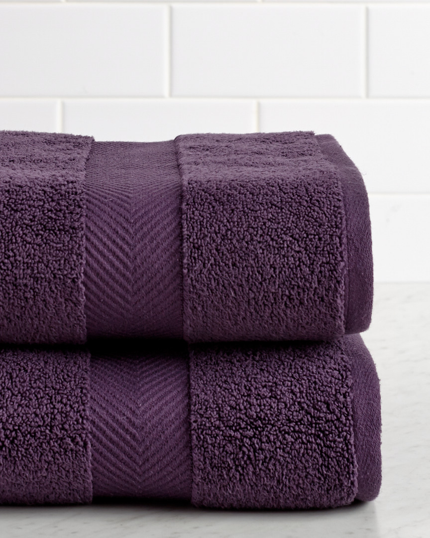 Superior Highly Absorbent Zero Twist 2pc Bath Towel Set In Purple