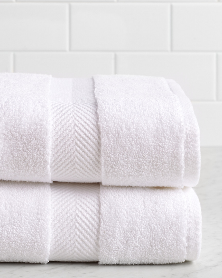 Superior Highly Absorbent Zero Twist 2pc Bath Towel Set In White