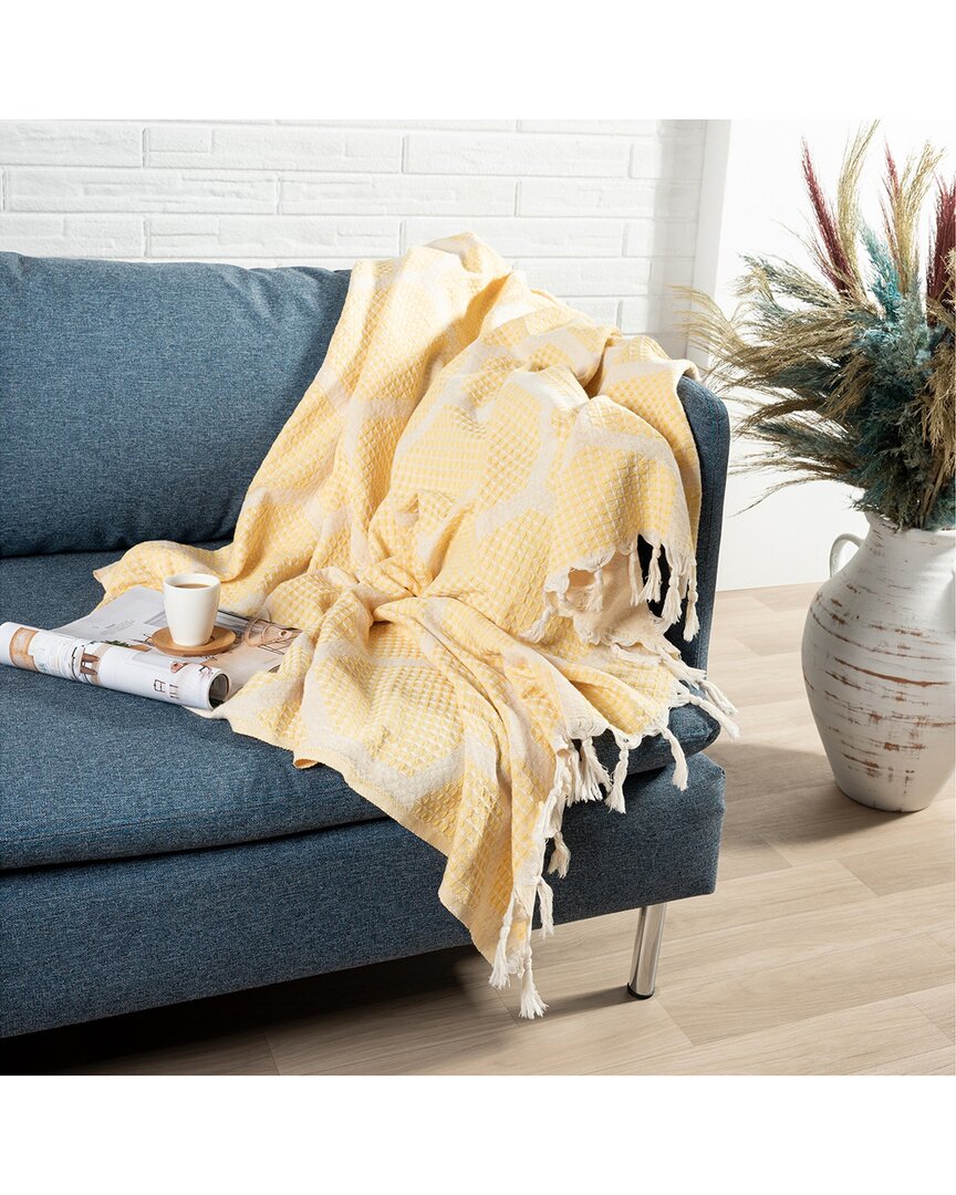 Lr Home Aarien Geometric Throw Blanket In Yellow