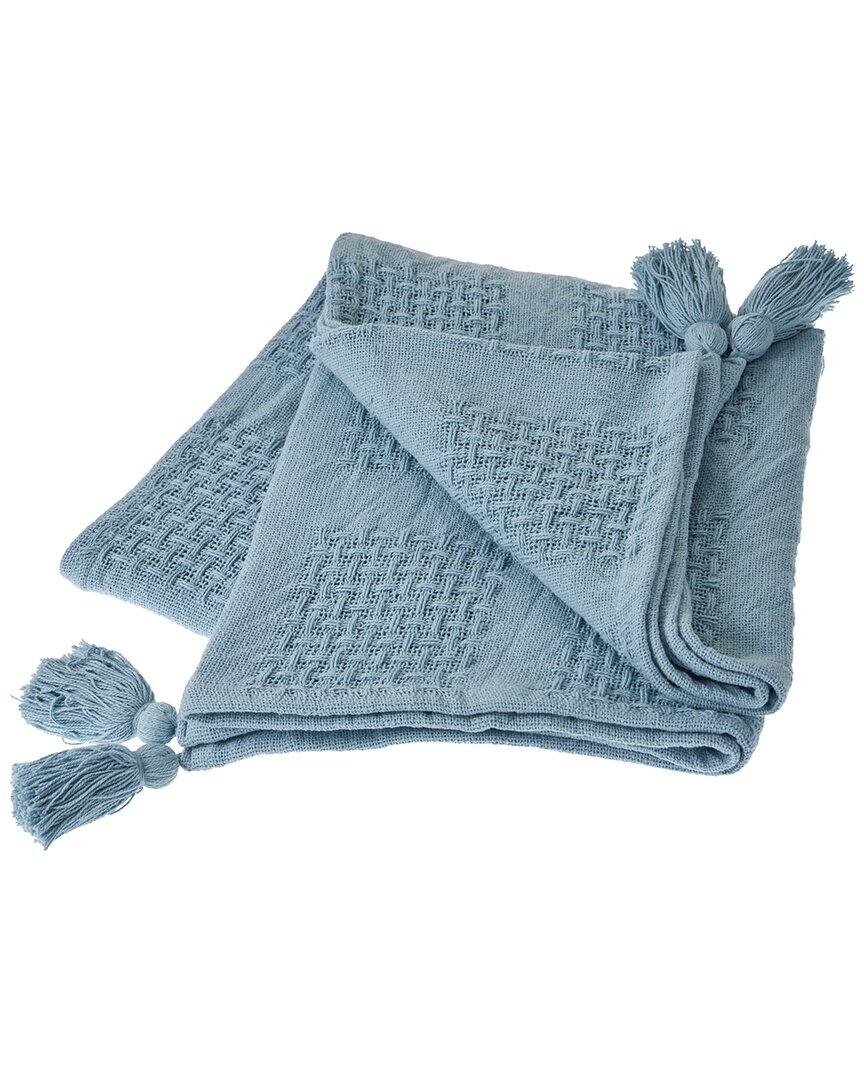 Lr Home Beiley Blue Solid Throw Blanket
