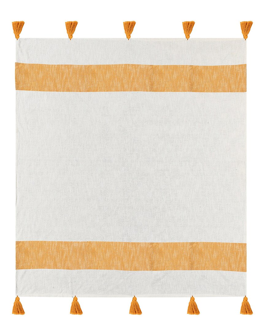 Lr Home Belinda Striped Hand-woven Throw Blanket In White