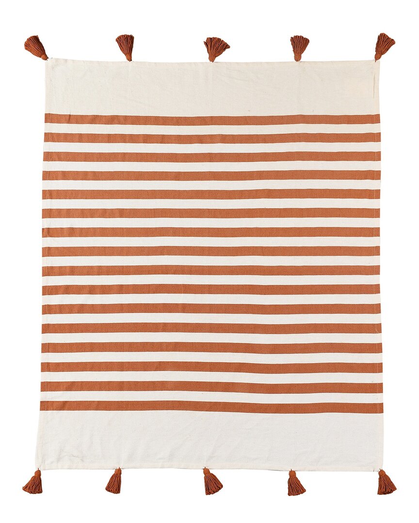 Lr Home Harrison Adobe Striped Hand-woven Throw Blanket In Red