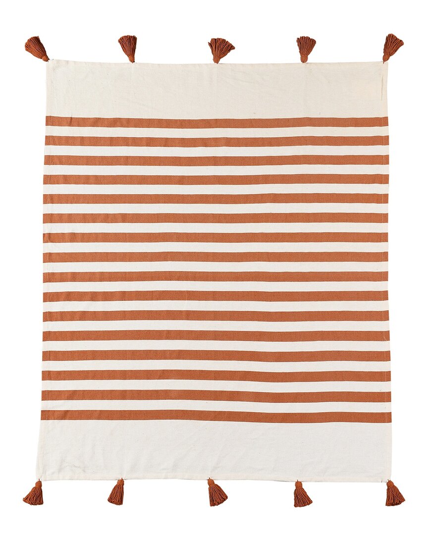 Lr Home Harrison Adobe Striped Hand-woven Throw Blanket In Red