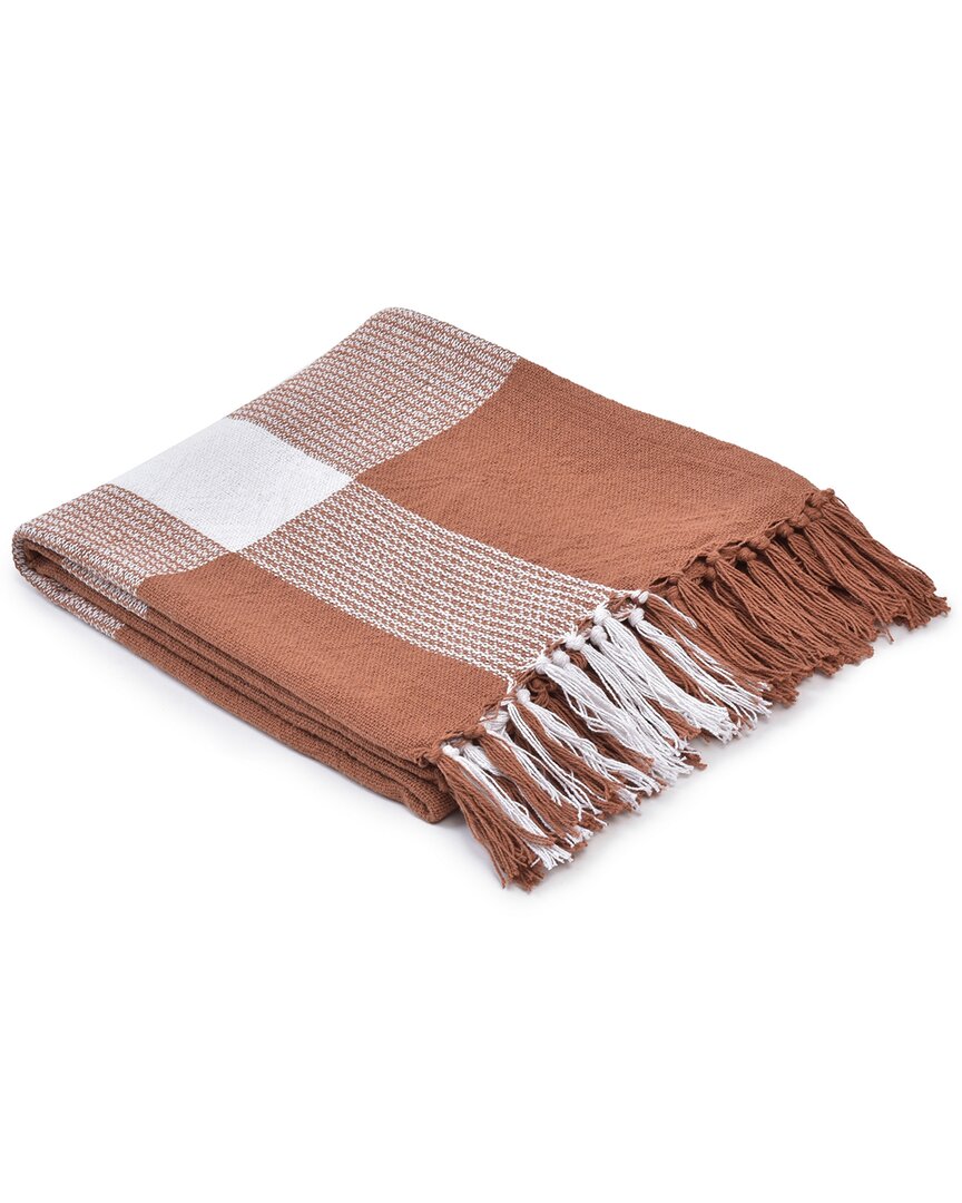 Lr Home Hipolyta Tartan/plaid Hand-woven Throw Blanket In Orange