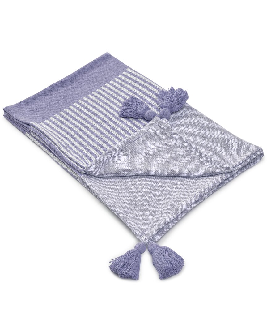 Lr Home Rosalie Striped Hand-woven Organic Throw Blanket In Purple
