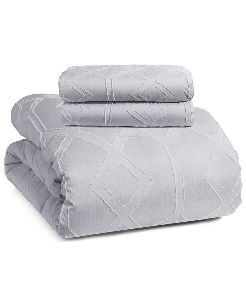 Unikome Textured Clipped Jacquard Comforter Set In Purple