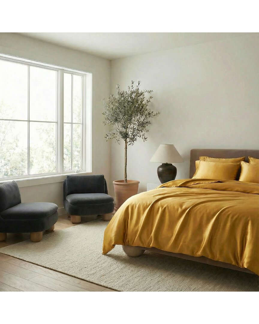 Ettitude Luxe Cleanbamboo® Sateen+ Duvet Cover In Yellow