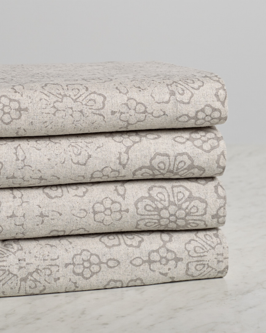 Belle Epoque Distressed Floral Flannel Sheet Set