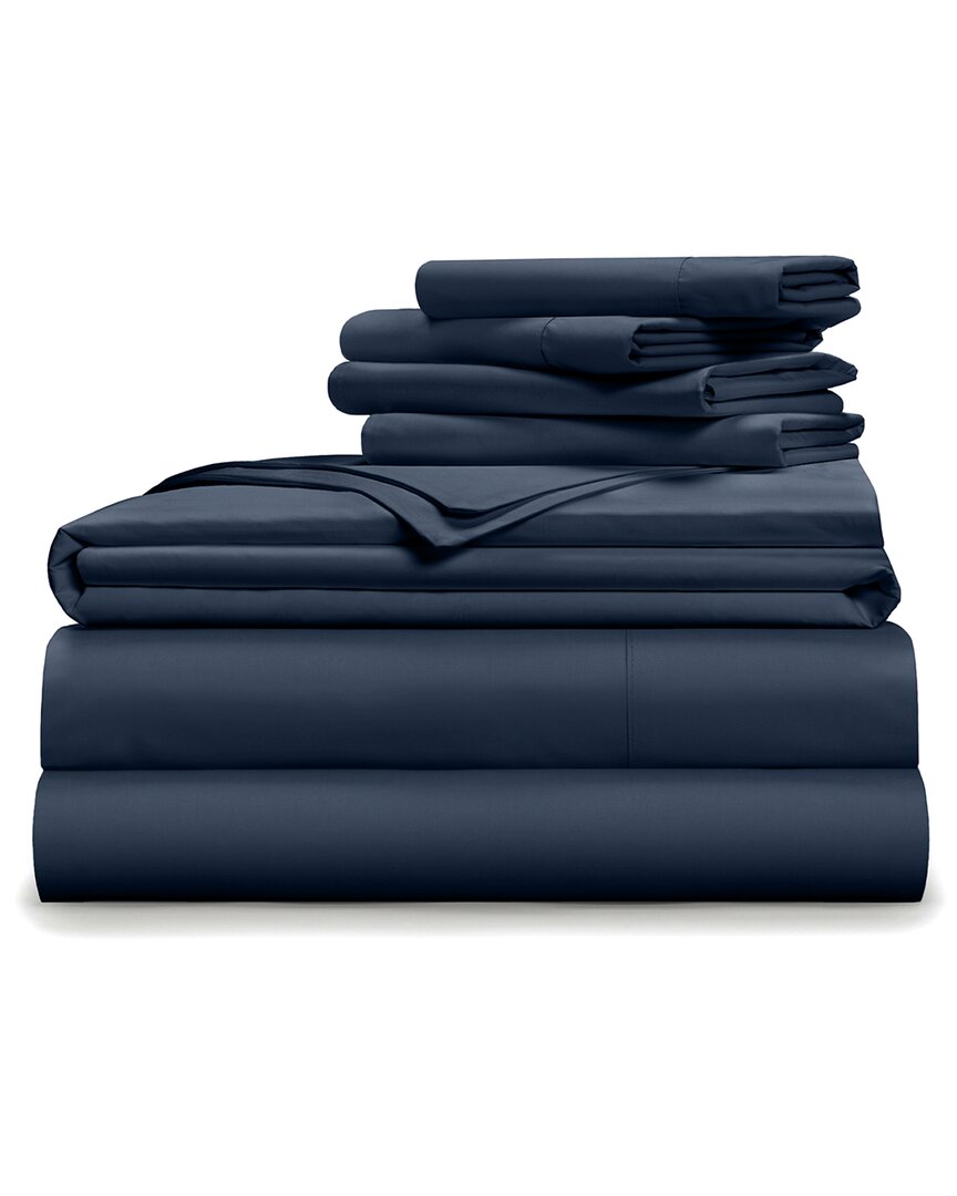 Pillow Guy & Pillow Gal Cool & Crisp Percale 7pc Bundle In Blue