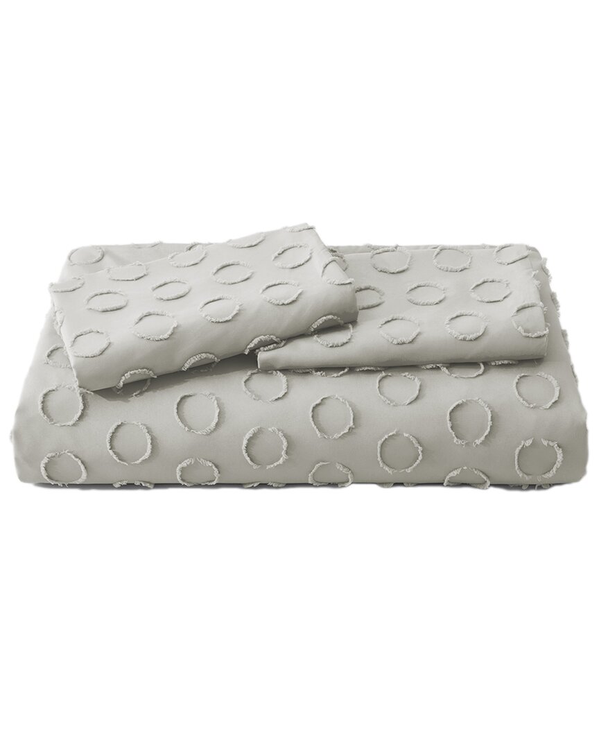 Unikome Clipped Jacquard Geometric Duvet Cover Set In Gray