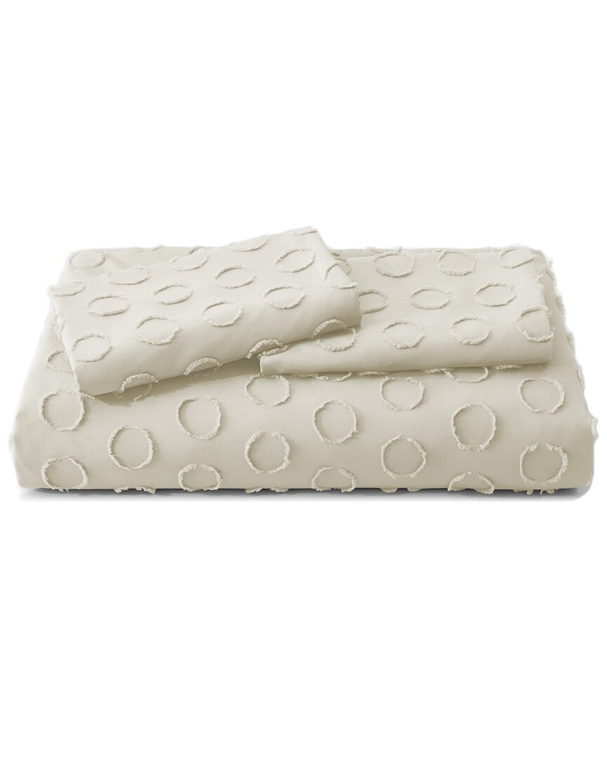 Unikome Clipped Jacquard Geometric Duvet Cover Set In Cream