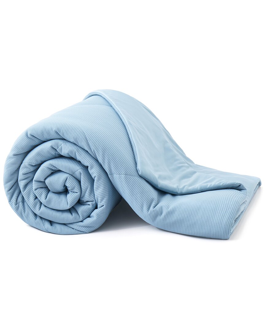 Unikome Cooling Ice Silky Waffle Dual-side Blanket For Summer In Blue