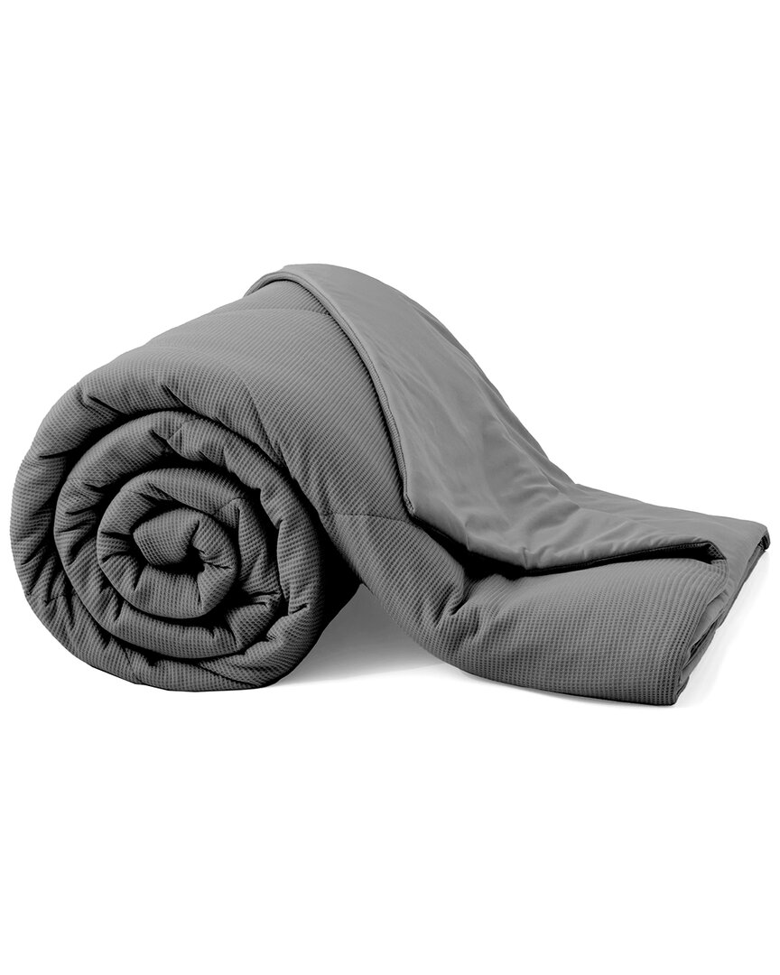 Unikome Cooling Ice Silky Waffle Dual-side Blanket For Summer In Gray