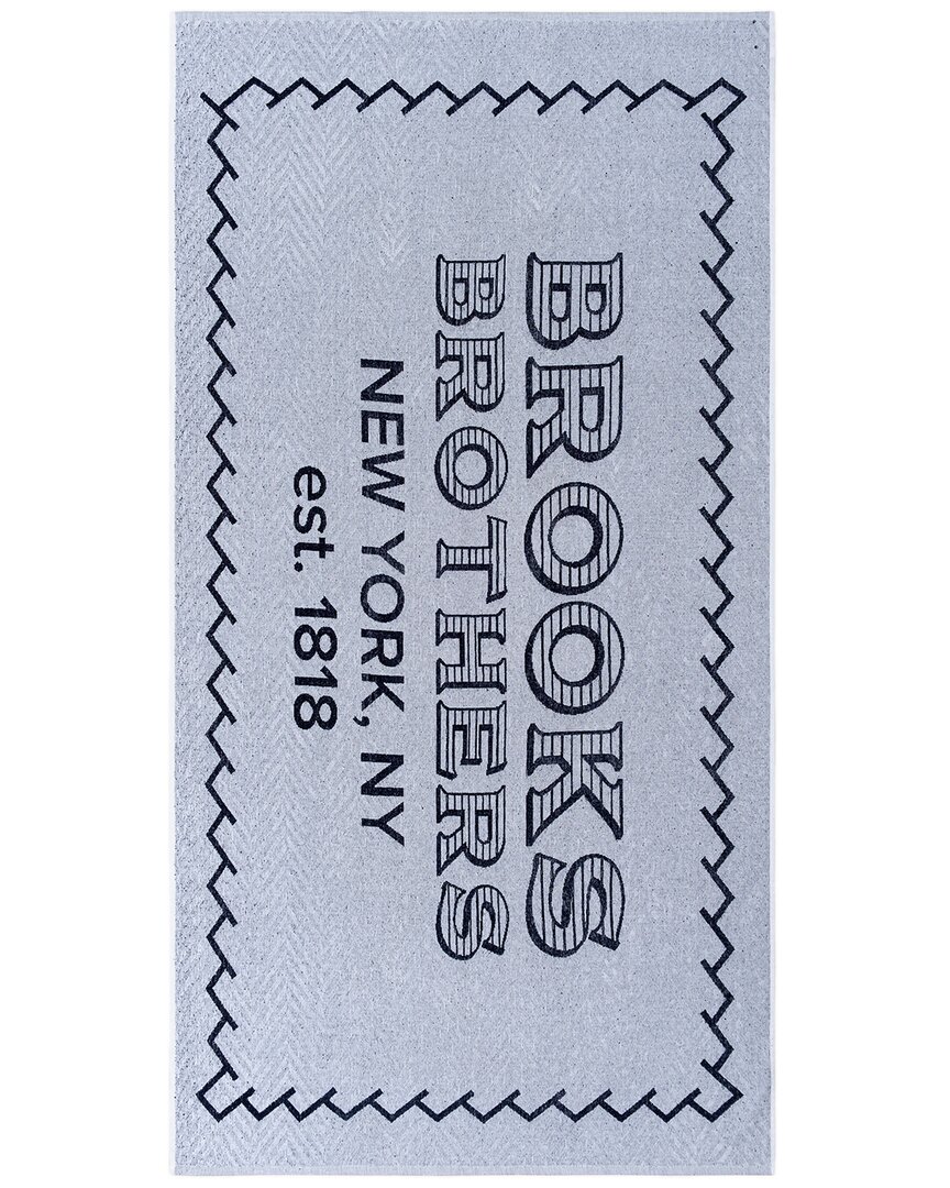 Brooks Brothers Logo Beach Towel In White