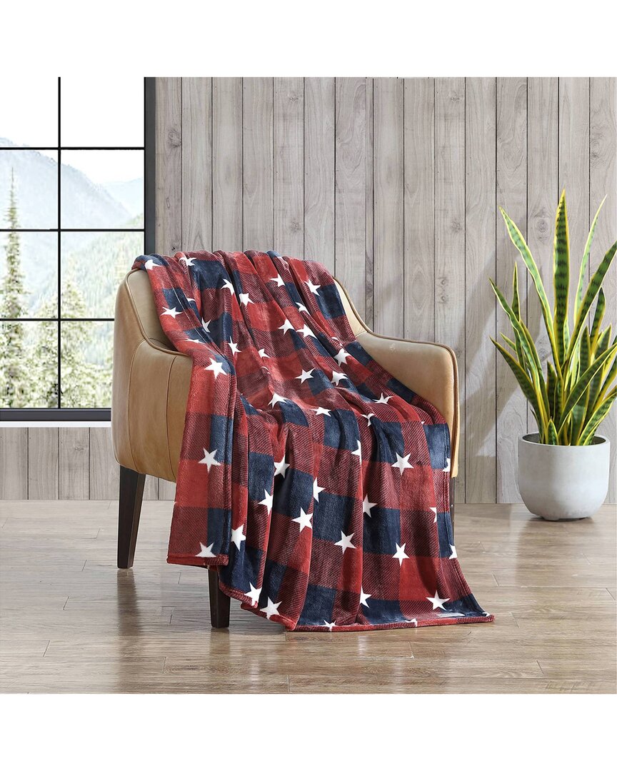 Eddie Bauer America Plaid Ultra Soft Plush Fleece Reversible Throw Blanket
