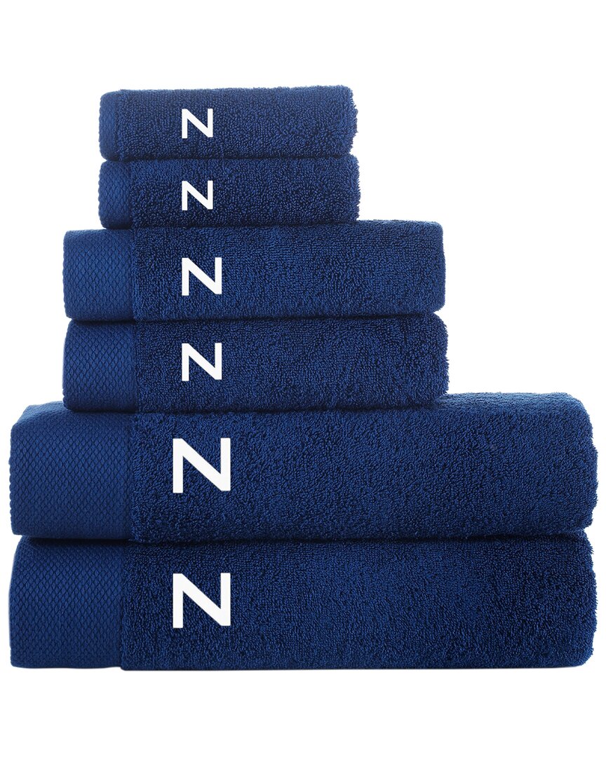 Brooks Brothers Set Of 6 Monogrammed Towels In Blue