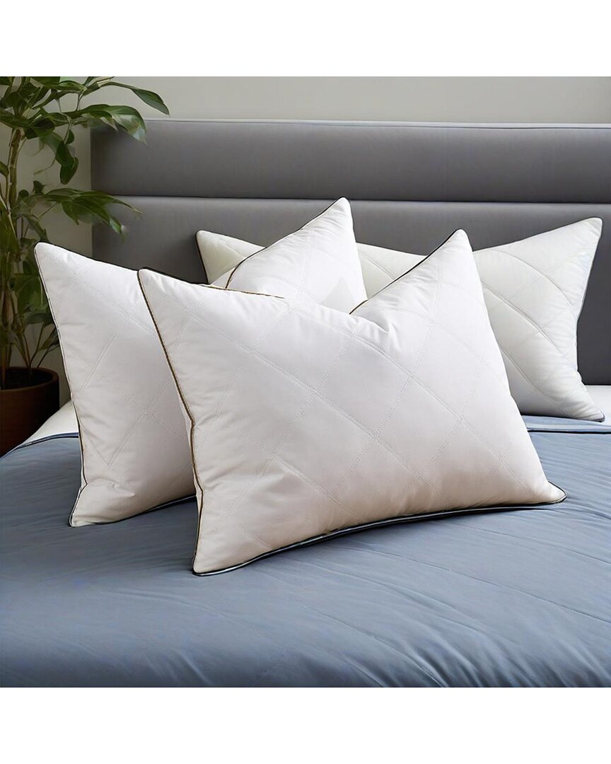 Unikome Set Of 2 Goose Feather Bed Pillows With Quilted Covers