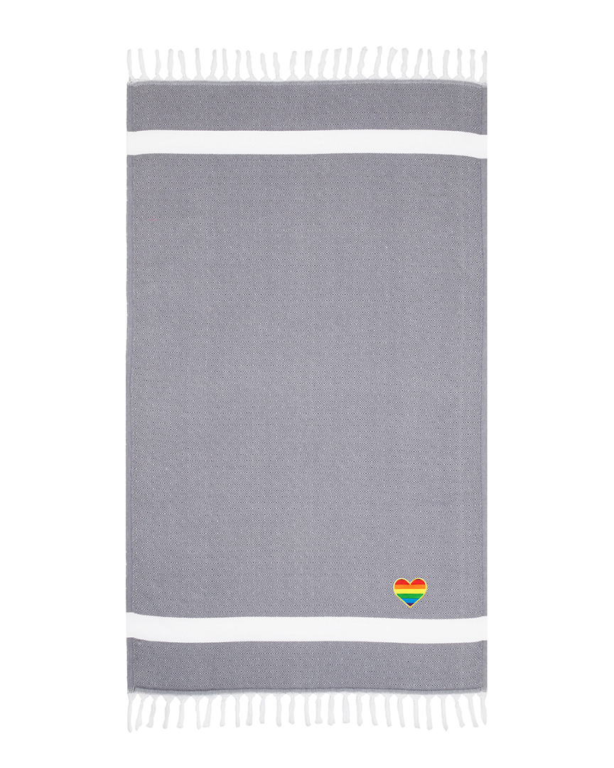Linum Home Textiles Diamond Rainbow Heart Beach Towel In Grey