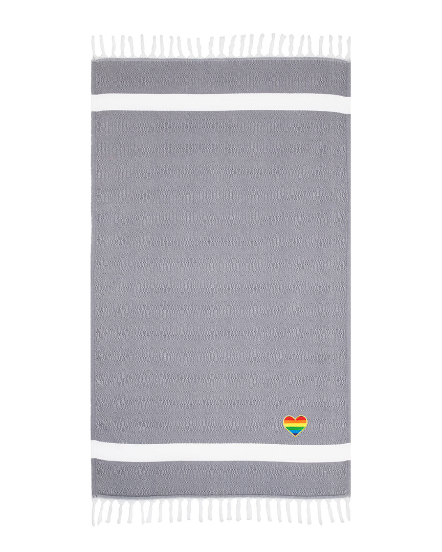 Linum Home Textiles Diamond Rainbow Heart Beach Towel In Grey
