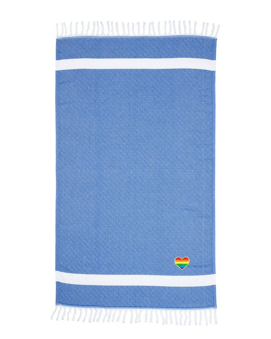 Linum Home Textiles Diamond Rainbow Heart Beach Towel In Blue