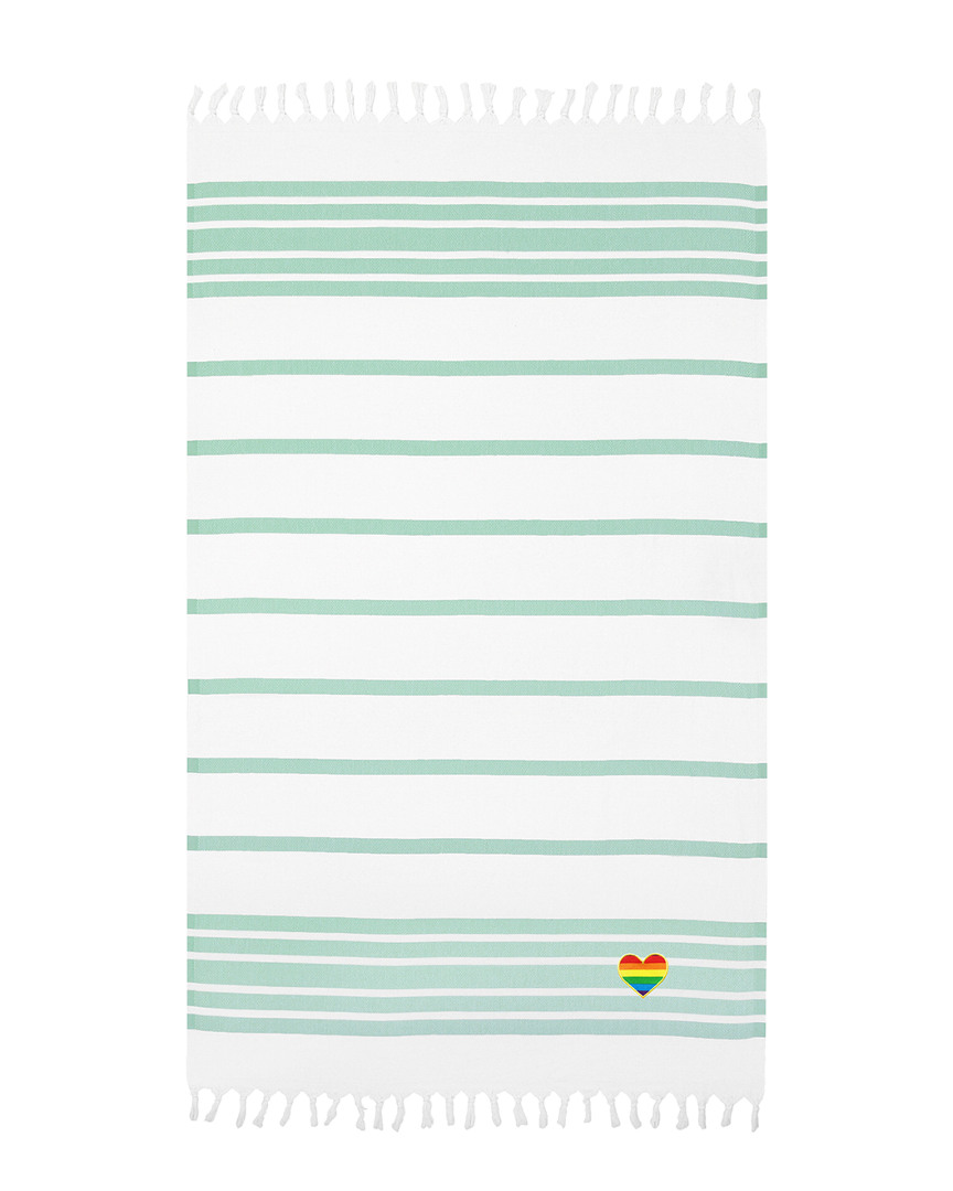 Image of Linum Home Textiles Herringbone Rainbow Heart Beach Towel