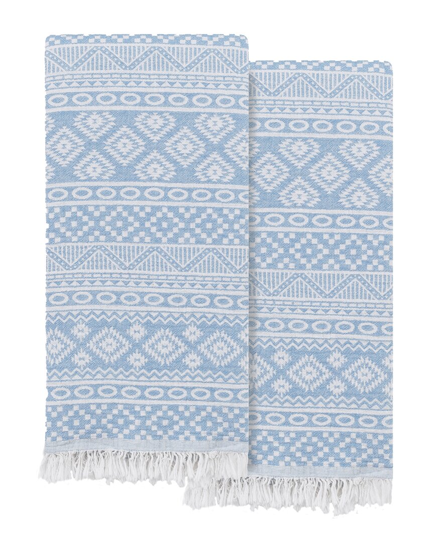 Linum Home Textiles Set Of 2 Sea Breeze Turkish Cotton Pestemal Beach Towels