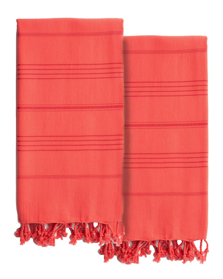 Linum Home Textiles Set Of 2 Summer Fun Turkish Cotton Pestemal Beach Towels