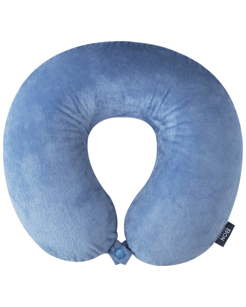 Bon Voyage Solid Memory Foam Travel Neck Pillow In Blue