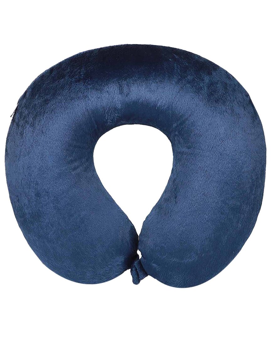 Bon Voyage Solid Memory Foam Travel Neck Pillow In Blue