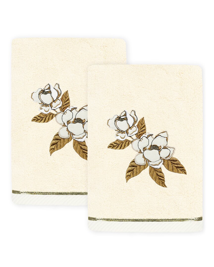 Linum Home Textiles Maggie 2pc Embellished Turkish Cotton Hand Towel Set In Neutral