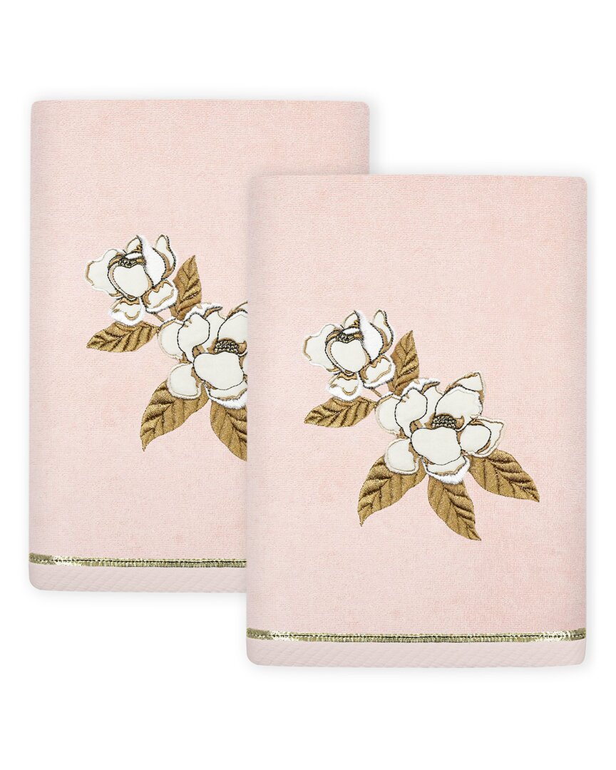 Linum Home Textiles Maggie 2pc Embellished Turkish Cotton Hand Towel Set In Pink