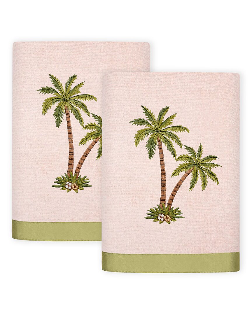 Linum Home Textiles Palmera 2pc Embellished Turkish Cotton Hand Towel Set