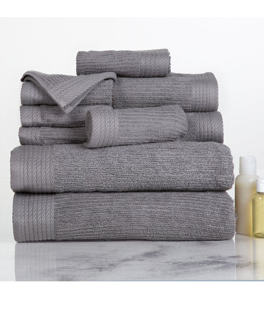 Lavish Home Ribbed Cotton 10pc Washcloth Towel Set In Silver