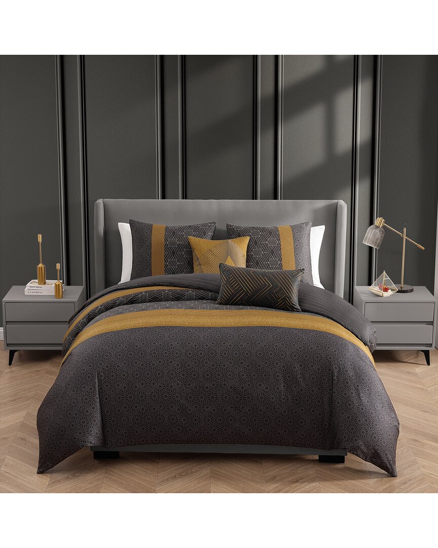Bebejan Golden Hex Reversible Comforter Set In Brown