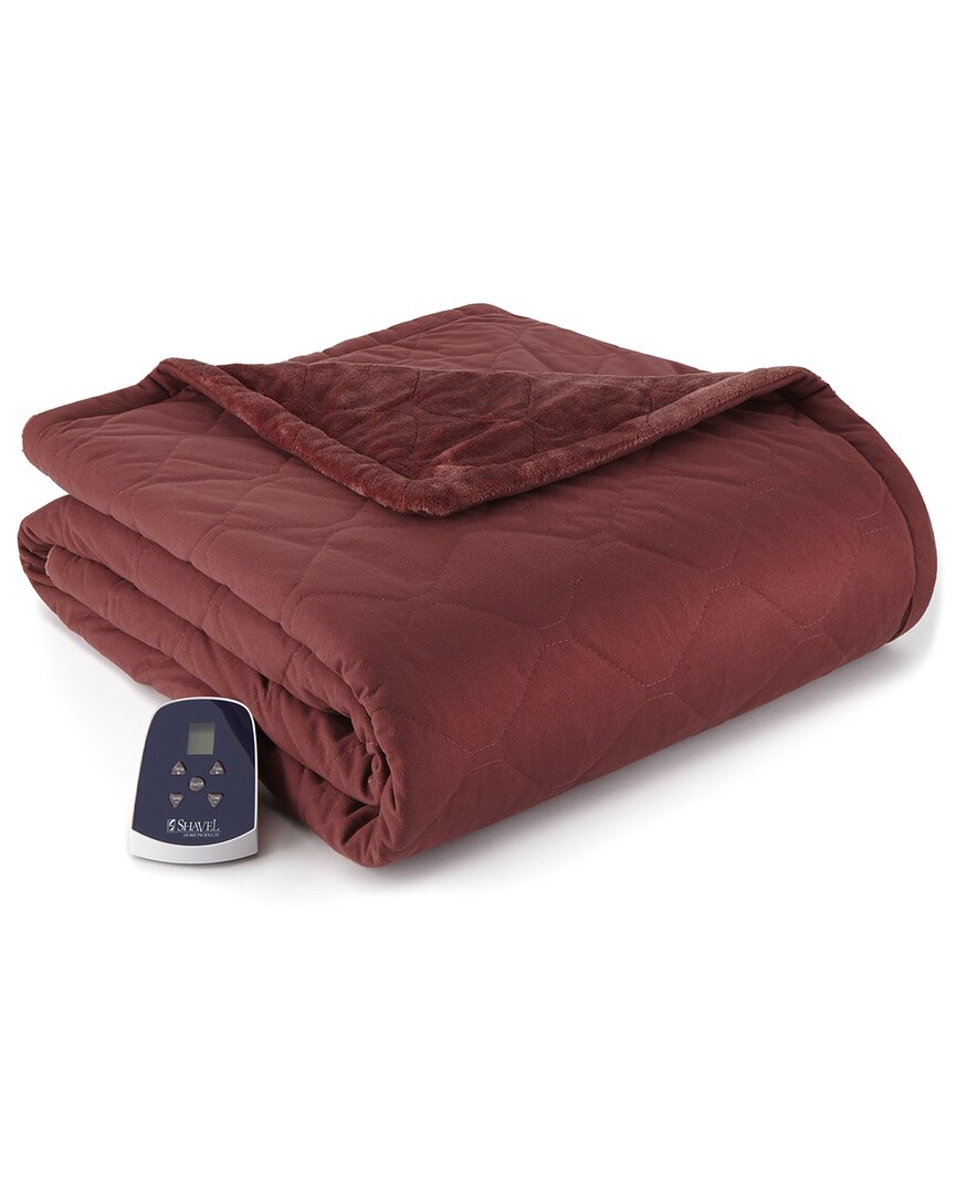 Shavel Home Products Micro Flannel Reverse To Ultra Velvet Heated Throw