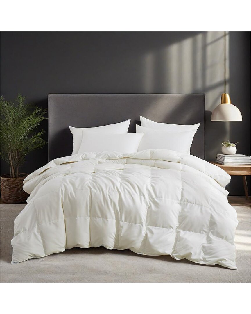 Unikome All-season Medium Warmth Solid Pattern Duvet Insert White Goose Down  Feather Comforter In White