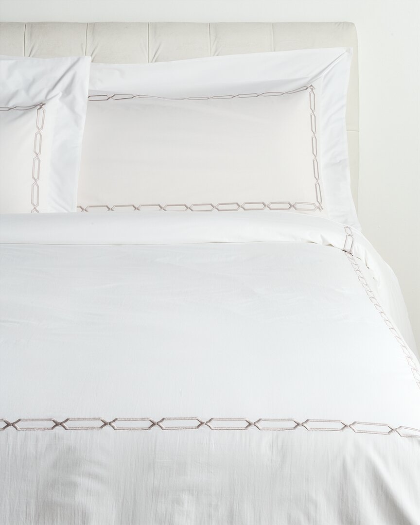 Dea Italian Linens Sinfonia Toscana Prato Embroidered Duvet Set In White
