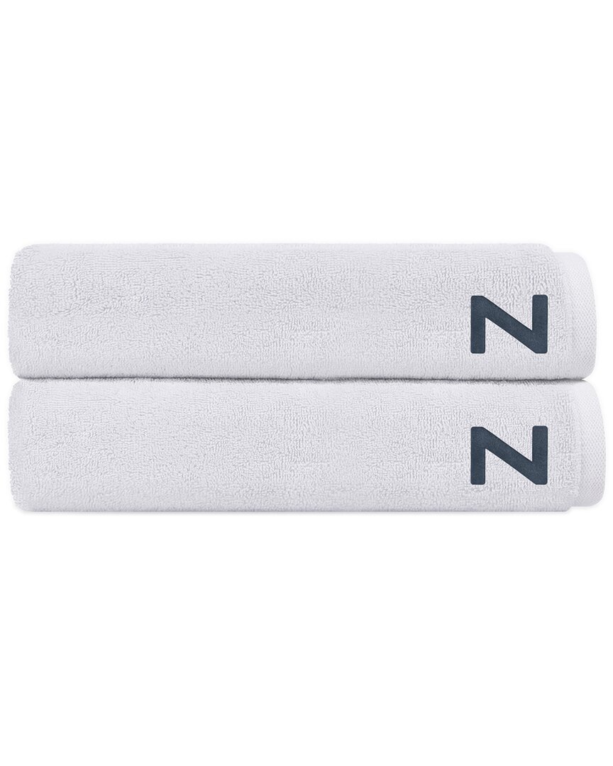 Depera Home Set Of 2 Puresoft Monogrammed Turkish Bath Sheets In White