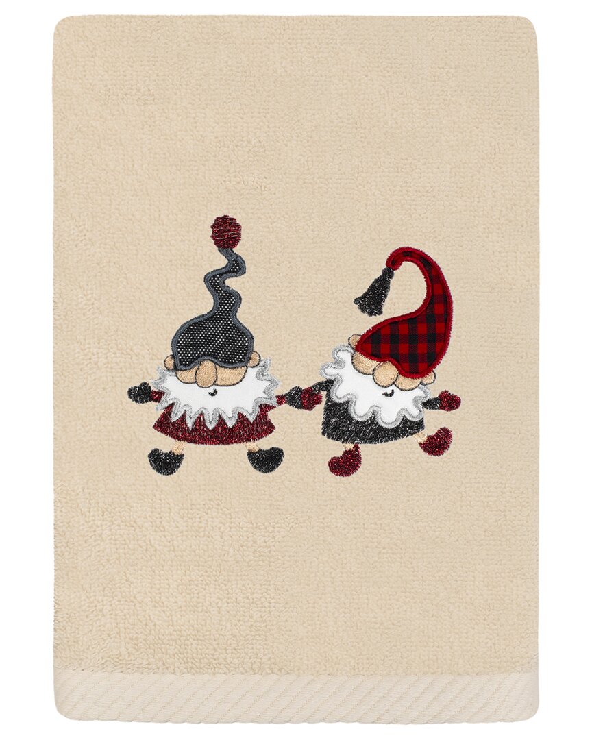 Linum Home Textiles Christmas Gnomes - Embroidered Luxury Turkish Cotton Hand Towel In Beige