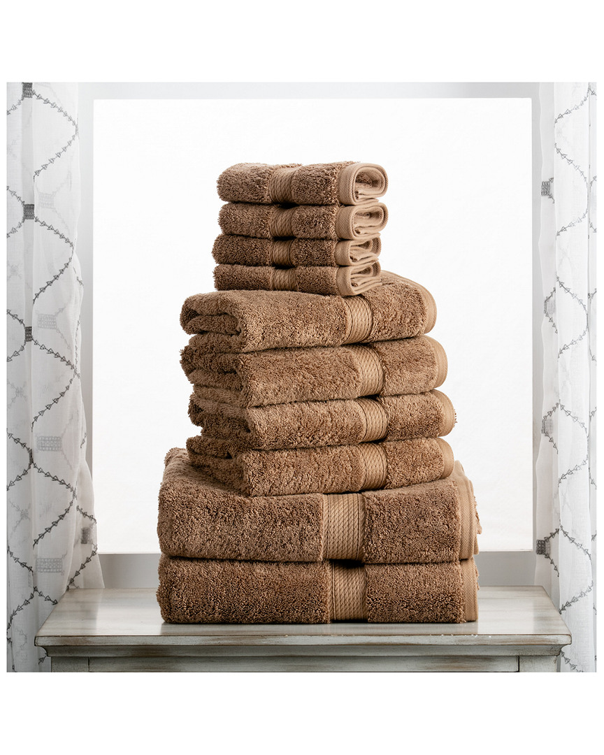 Superior Highly Absorbent 10pc Ultra Plush Towel Set In Latte