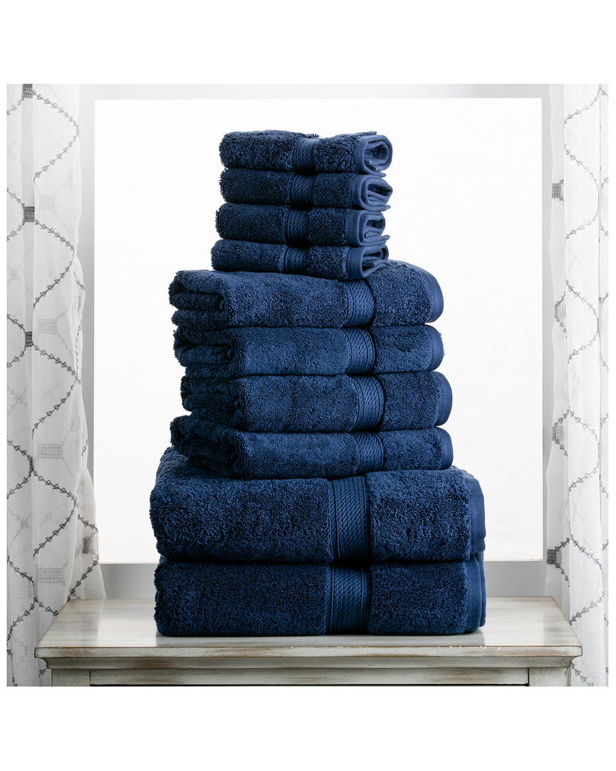 Superior Highly Absorbent 10pc Ultra Plush Towel Set In Navy