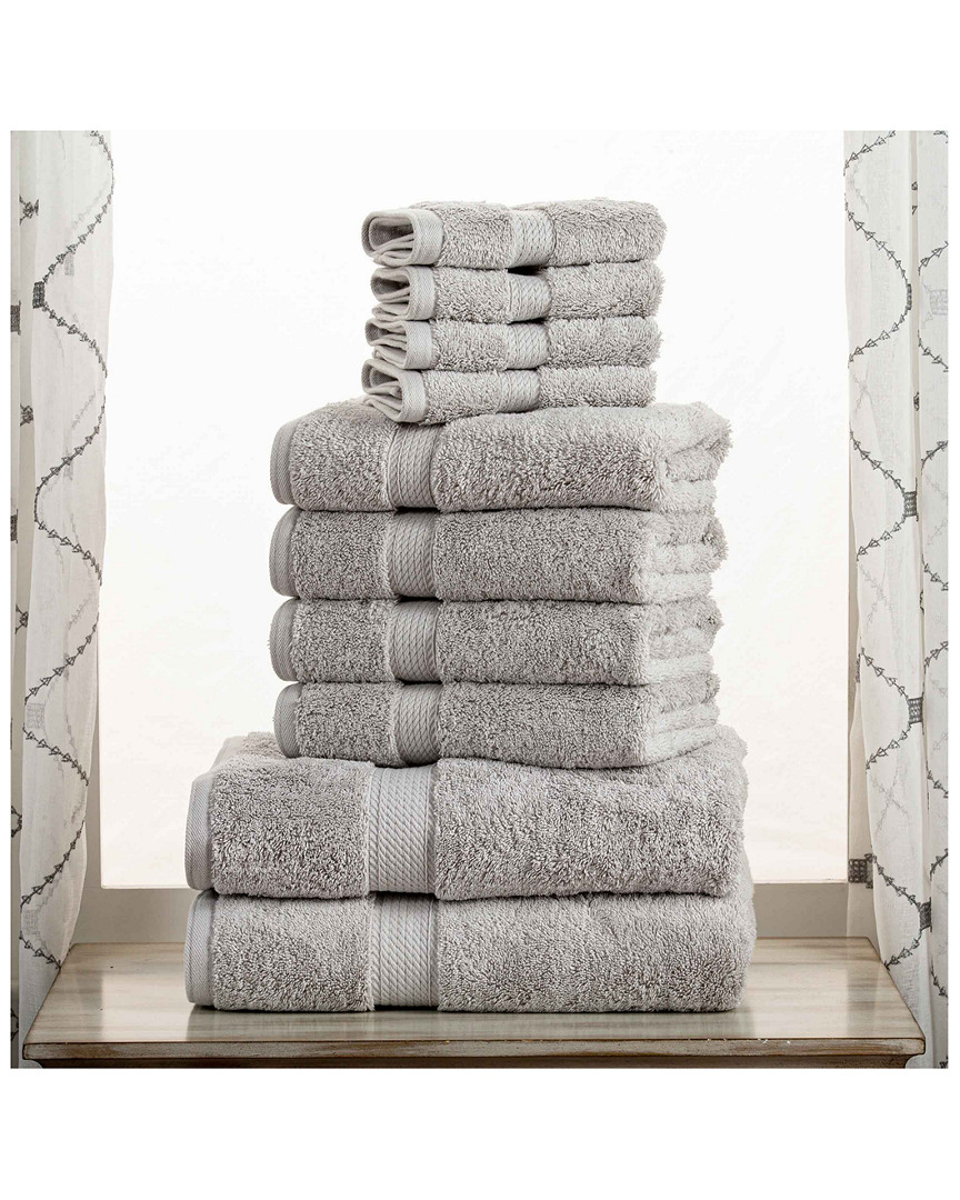 Superior Highly Absorbent 10pc Ultra Plush Towel Set In Silver