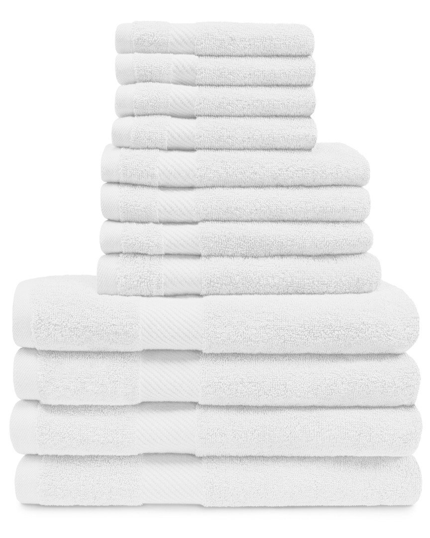 Superior Highly Absorbent 12pc Towel Set In White