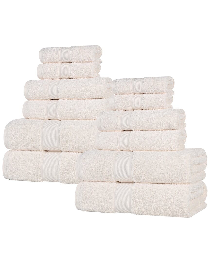 Superior Solid Organic 12pc Breathable Fast Drying Organic Cotton Towel Set