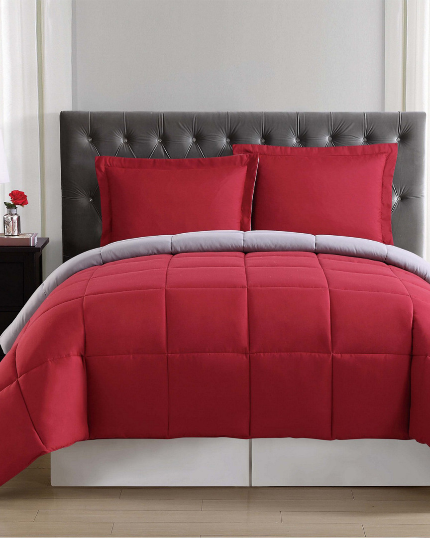 Truly Soft Everyday Red & Grey Reversible Comforter Set