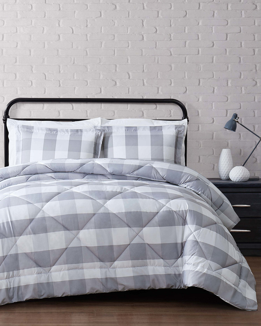 Truly Soft Everyday Buffalo Plaid Grey Comforter Set