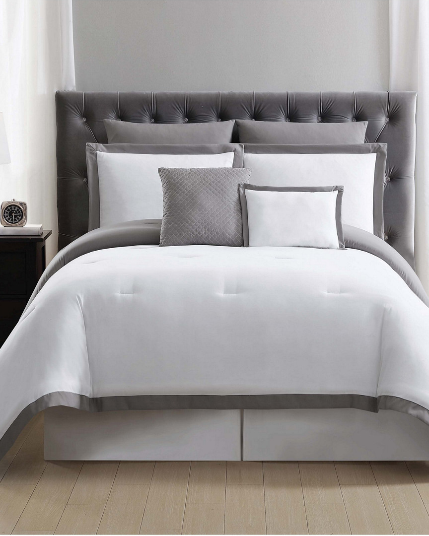 Shop Truly Soft Everyday Hotel Border White & Grey 7pc Comforter Set