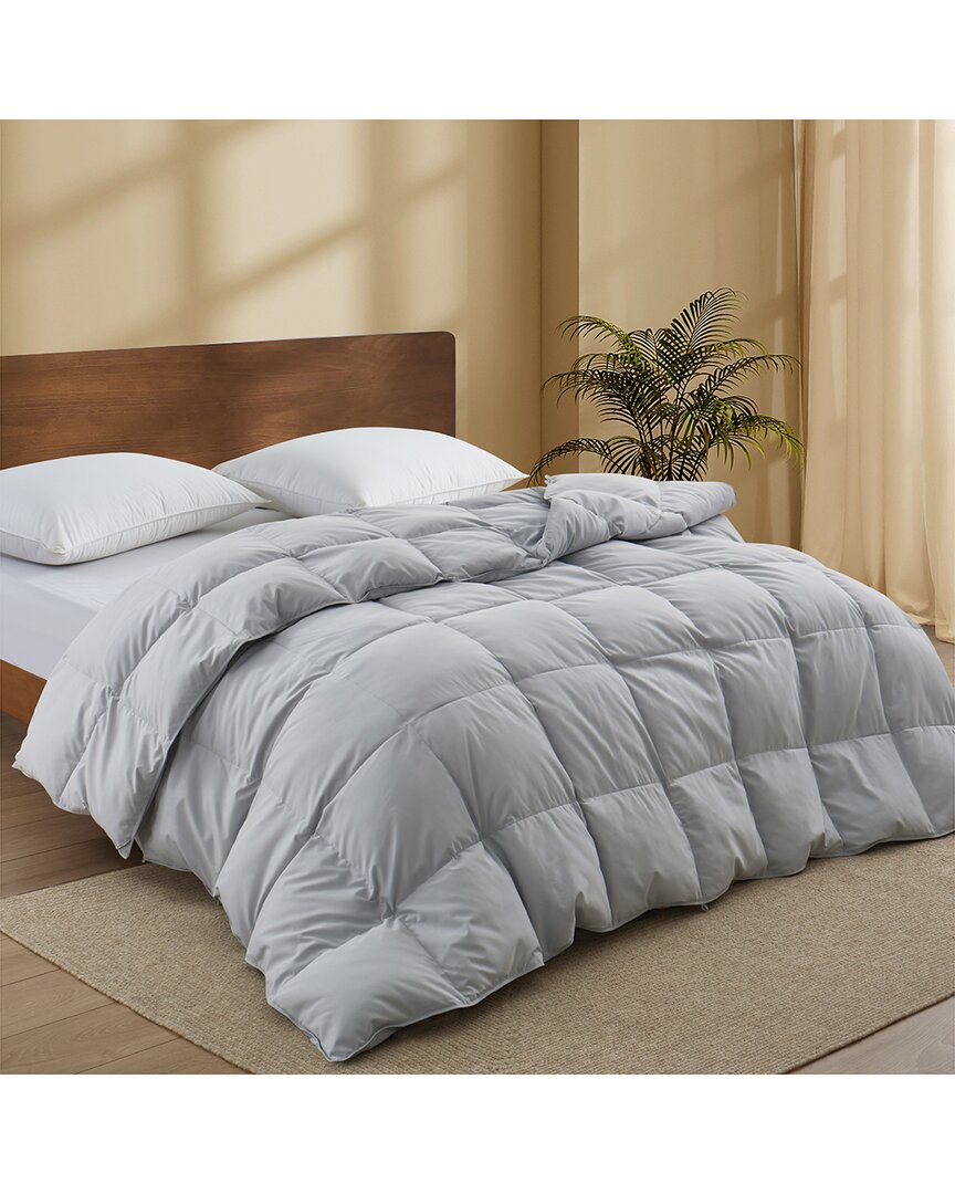 Unikome All-season Medium Warmth Solid Pattern Duvet Insert White Goose Down Feather Comforter In Gray
