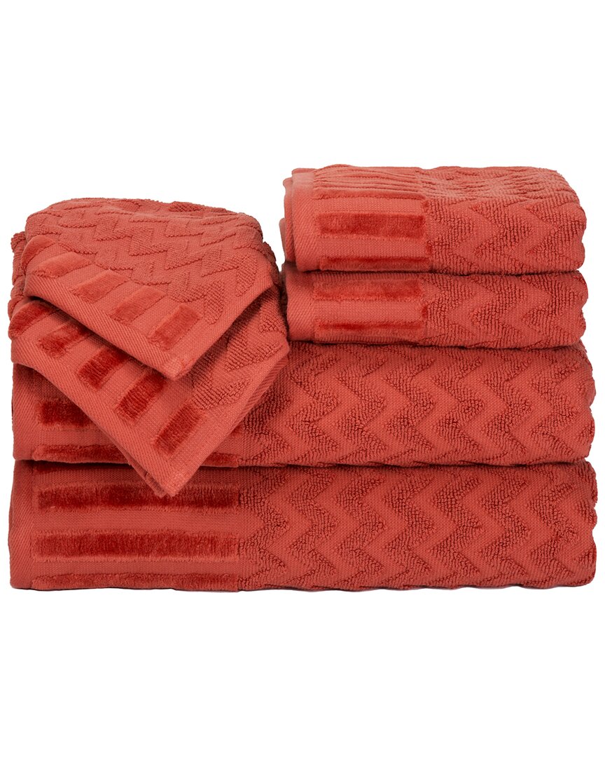 Lavish Home Chevron Egyptian Cotton 6pc Towel Set In Brick