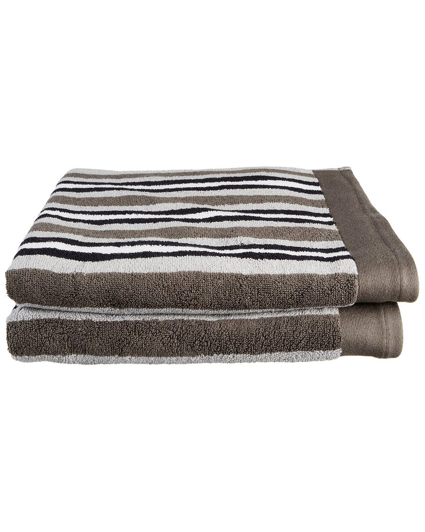 Espalma Discontinued Superior Stripe 2pc Breathable Absorbent Bath Towel Set In Charcoal